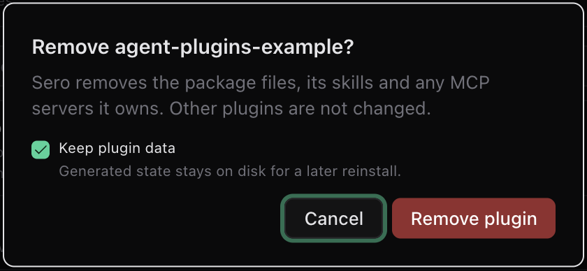 Remove dialog with the data choice