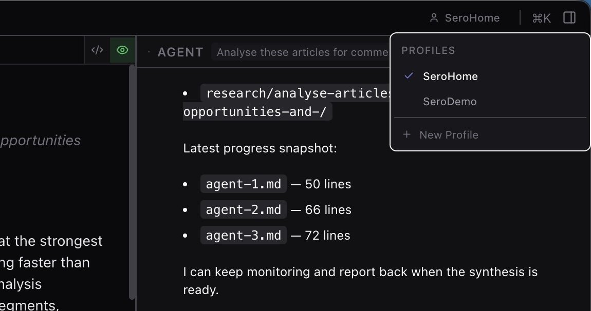 Create profile dialog