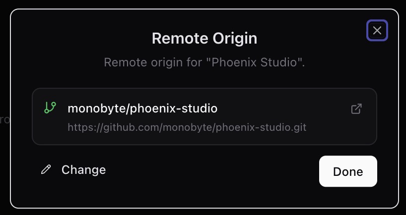 Configured remote origin